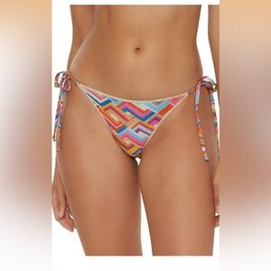 BECCA multicolor Geometric Tie-Side Bikini Bottom, cheeky coverage XS/0111